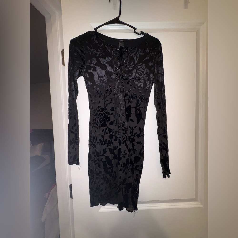 Black dress with velvet flowers